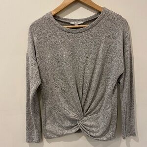 Twist front long sleeve grey top